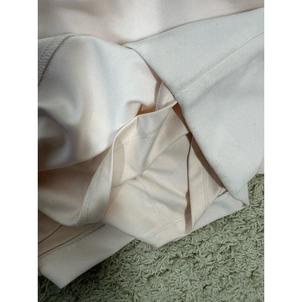 Calvin Klein Blush Pink Puff Sleeve Midi Sheath Dress Open Back Size 12 Wedding‎